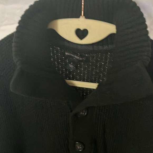 Banana Republic: Black Button collared Knit Sweater- Cotton Blend- L - Picture 4 of 14